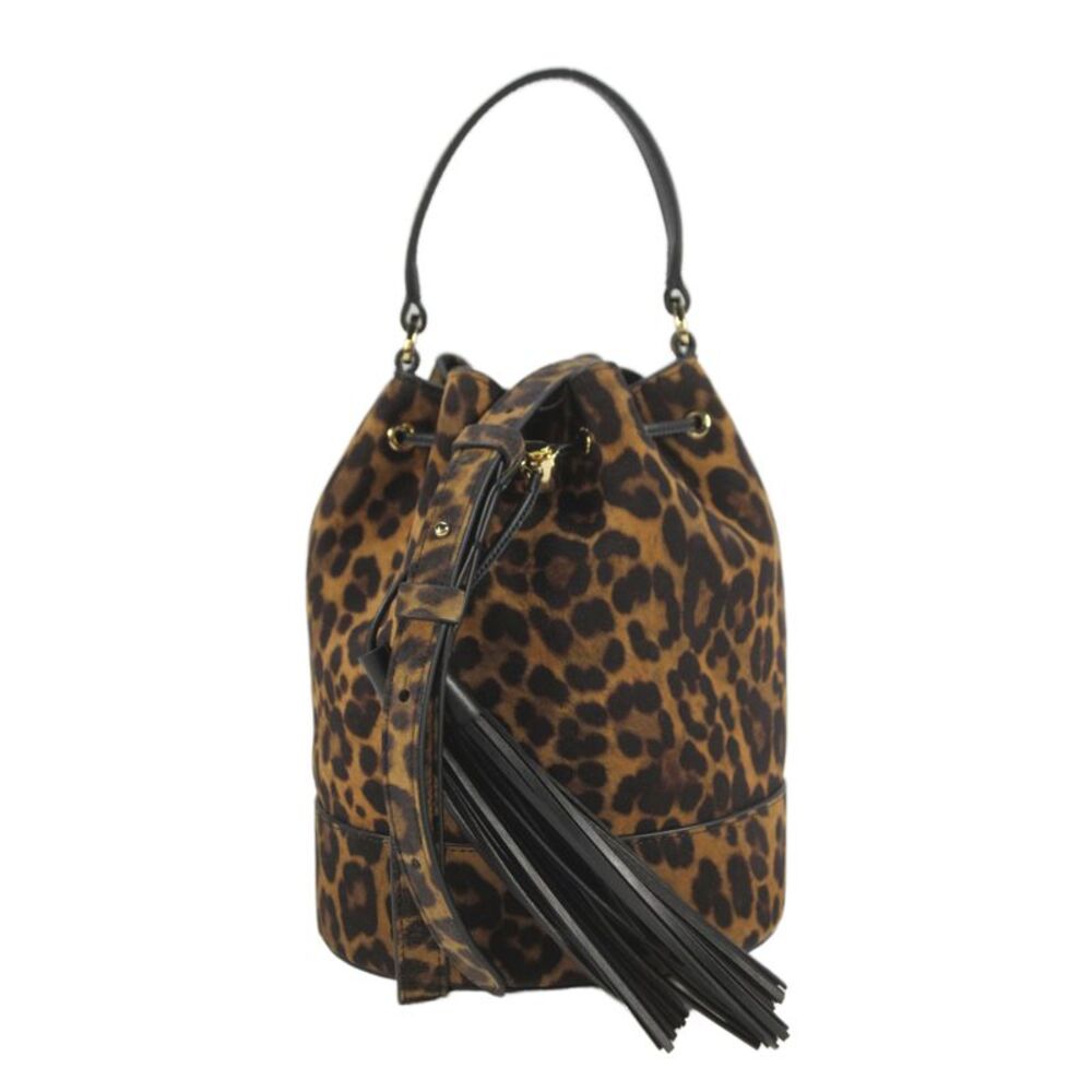 Gianvito Rossi Womens Sienna Leopard Print Bucket Handbag Brown